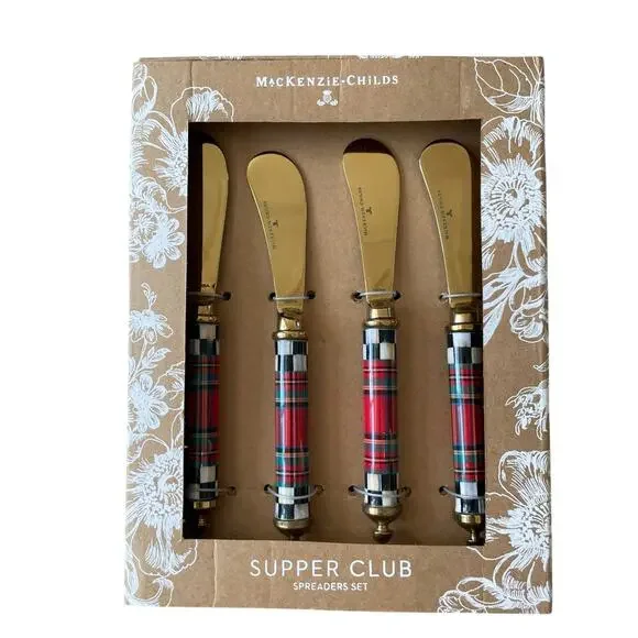 Mackenzie Childs Supper Club Spreaders Set Tartastic NEW Flatware